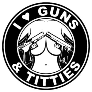 I ❤ guns and titties black vinyl car decal 6x6